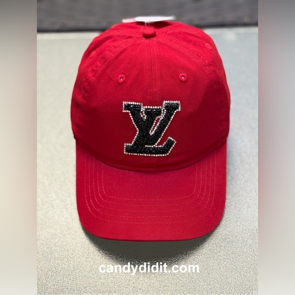 NWT Beautiful Candy Did It! Really Red Crystal Logo Adjustable Bling Ball Cap main image 6